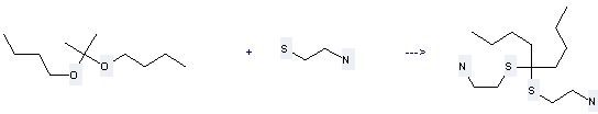 2-[1-(2-amino-ethylsulfanyl)-1-butyl-pentylsulfanyl]-ethylamine can be produced by 2-amino-ethanethiol with Butane,1,1'-[(1-methylethylidene)bis(oxy)]bis-